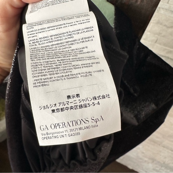 EMPORIO ARMANI Black Glitter Velvet Turtleneck Cowl Long Sleeve Blouse 44 - Picture 6 of 9